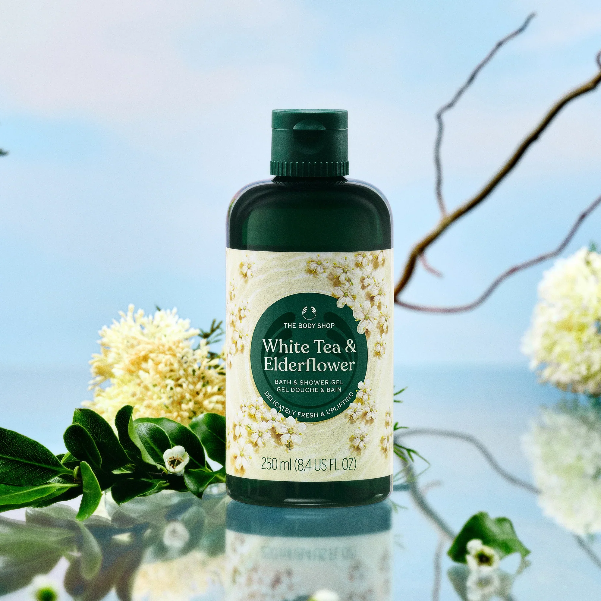 White Tea & Elderflower Bath & Shower Gel 250ml - Image 3